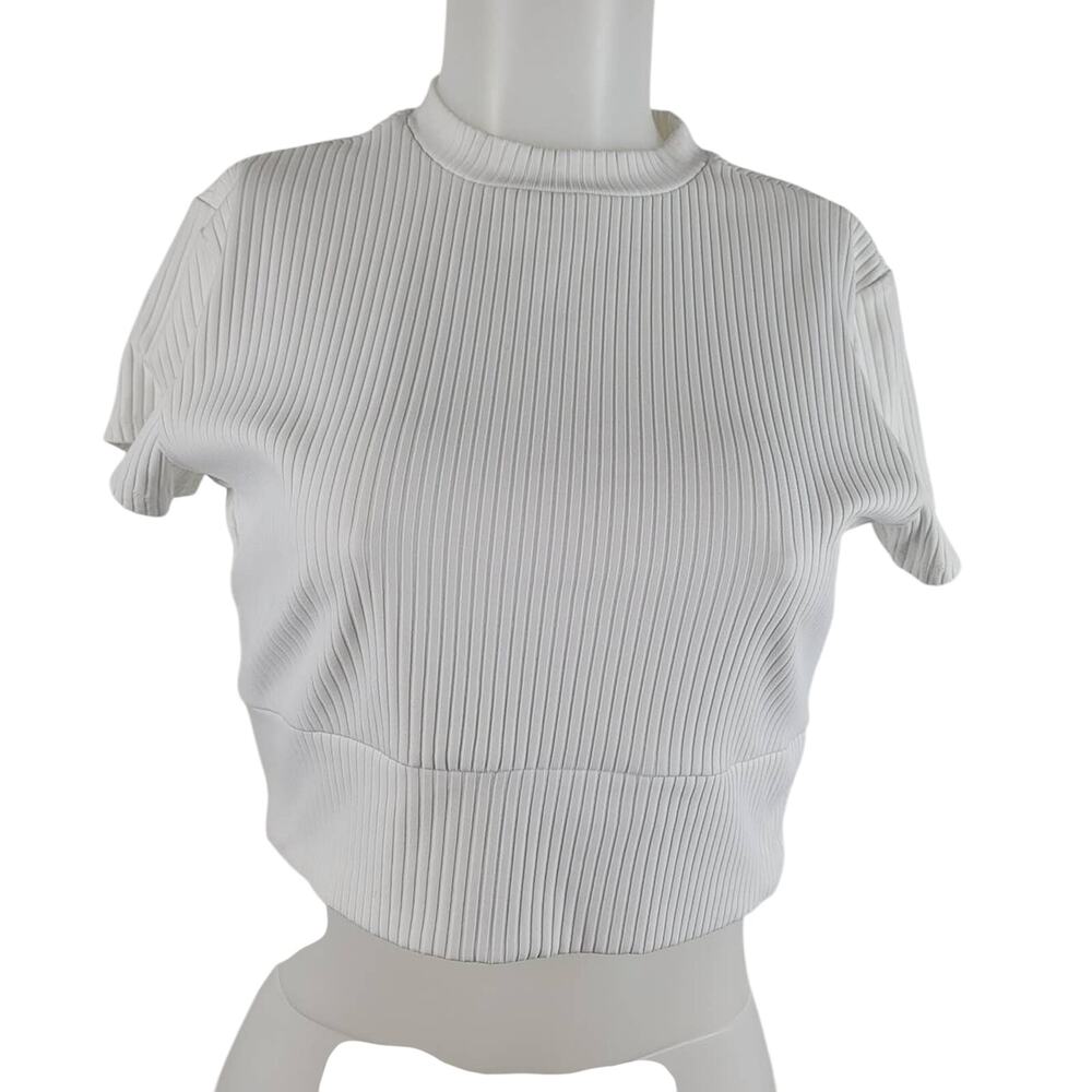Victoria's Secret PINK Short Sleeve White Open Back Knit Top L